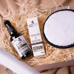 Gift package for women: cleansing oil, ANTI-AGE serum, cotton puff