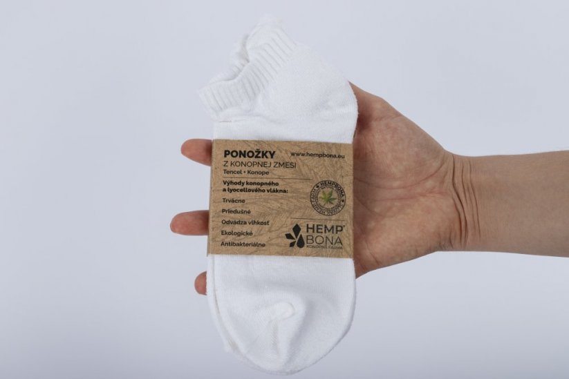 Ponožky ACTIVE zmes KONOPE a TENCEL biele - Veľkosť: 36-39