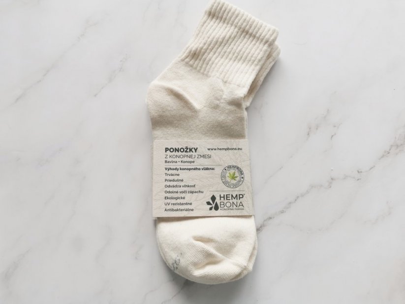 Socks ACTIVE LONG blend of HEMP and COTTON white - Size: 36-39