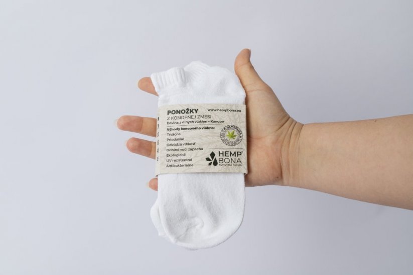 Ponožky ACTIVE zmes KONOPE a BAVLNA biele - Veľkosť: 36-39