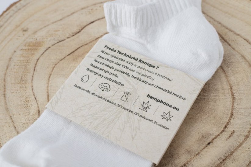 Socks ACTIVE blend of Hemp and Cotton white - Size: 36-39